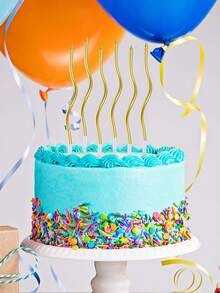 6 piezas/caja Vela curvada de colores, vela decorativa insertada en pastel de cumpleaños, vela espiral de metal dorada para el Día Nacional, vela larga y delgada en espiral para pastel con soporte, adecuada para fiestas del Día Nacional y días festivos (dorado) - vela espiral - Ver 7