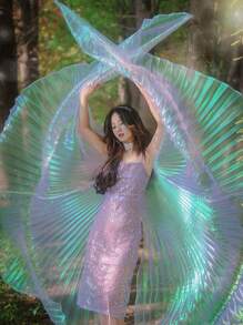 1pc Adult Belly Dance Wings Dance Butterfly Golden Wings Color Shot Props  Dance Performance 360-Degree Cape,Halloween Costume, Holiday Costume Props - Multicolor - View 1