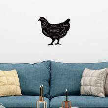 1 pieza Letrero de metal de cortes de pollo - Decoración de gallo de cocina - Arte de pared de carnicería - Decoración de tienda de carne - Letrero de negocio de carnicero - Negro - Ver 5