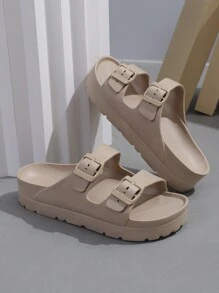 New Fashion Sandals For Women, Versatile Thick Sole Elevated EVA Lightweight Comfortable Soft Sturdy Non-Slip Dual Adjustable Strap Platform Slippers For Dress, Beach, Walking