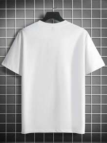 Playeras casuales de hombre Camiseta de manga corta de verano para hombre con diseño de personaje impreso y hombros caídos, estilo casual y sobredimensionado - Blanco - Ver 2