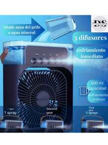 DING SHENG STORE Ventilador enfriador y humificador, 3 en 1, con 7 luces colores de iluminacion, recargable, desactivacion automatica, mini ventilador con Humidificador de aire, Mini Enfriador de Aire Por Evaporación,Refrigeración,Ventilador de Sincronización con Luces LED,  FS-1121 - Blanco - Ver 4