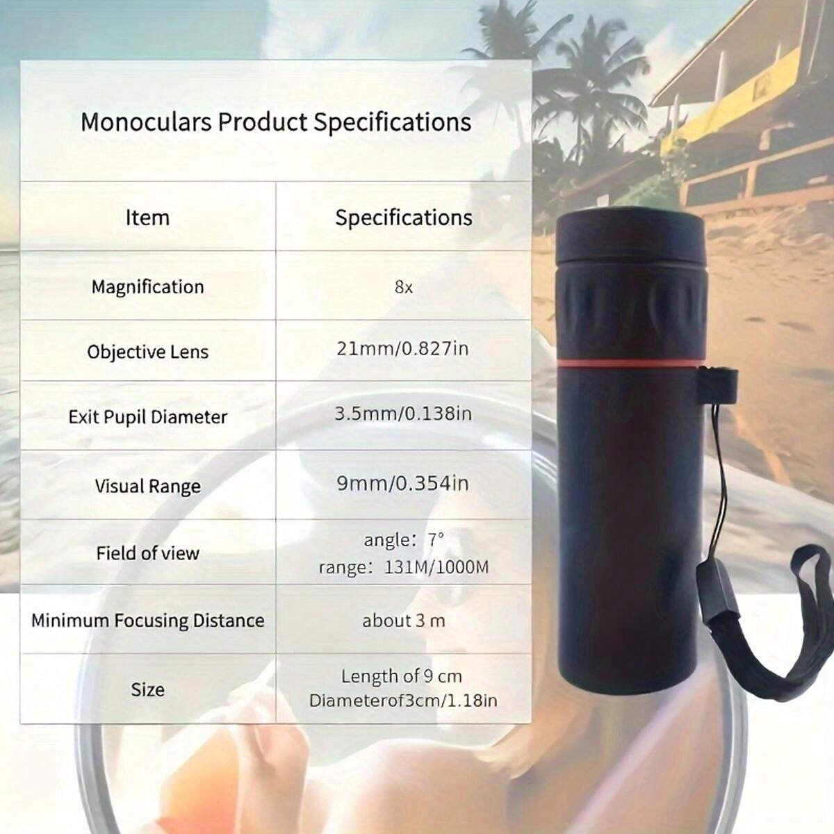 Monoculaire Télescope HD 2000x25 Compact - Voyage Randonnée Pêche - Neuf