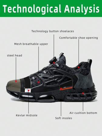 Indestructible Fashionable New Style Outdoor Men's Shoes With Rotatable Buckle, Anti-Smashing, Anti-Piercing, Anti-Slip, And Wear-Resistant Work Shoes