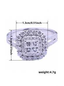1 Stück wunderschöner S925 Sterling Silber Cubic Zirkonia Ring, Hochzeitsschmuck für Frauen, feiner Schmuck