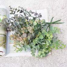 1 PIEZA Planta artificial de eucalipto de plástico Ramos de flores falsas para ramo de novia, para decoración de otoño en hogar, comedor, dormitorio, fiesta, cumpleaños, jardín exterior, San Valentín, regalo