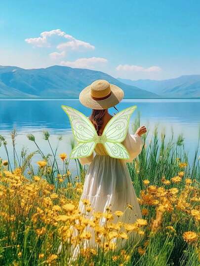 1pc Festival Party Performance Props, Fairy Gold Stamping, Colorful Butterfly Wings, Wings,Suitable For All Kinds Of Festivals Cosplay Halloween