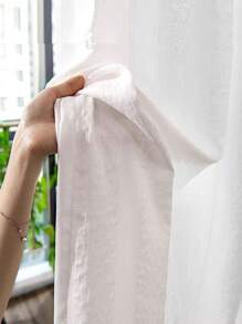 1pc 2024 New Style Crinkled Double Layer Fabric Romantic Sheer Curtain With Frosted Bubble Effect, Suitable For Bedroom Window, Daughter's Room, Living Room Privacy Sheer Curtain - White - View 1