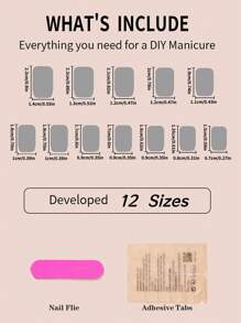 24 件方形闪亮粉色法式美甲 3D 美甲，带水钻，含 1 个指甲锉和 1 个果冻凝胶按压指甲，美甲用品