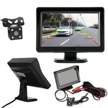 Cámara De Visión Trasera Set 2 En 1 Universal Monitor LED De 4.3 Pulgadas Para Estacionamiento Fácil En Automóvil Coche Y Camioneta Kit Práctico Ligero De Marcha Atrás Fácil Instalación W1105 - Negro - Ver 6