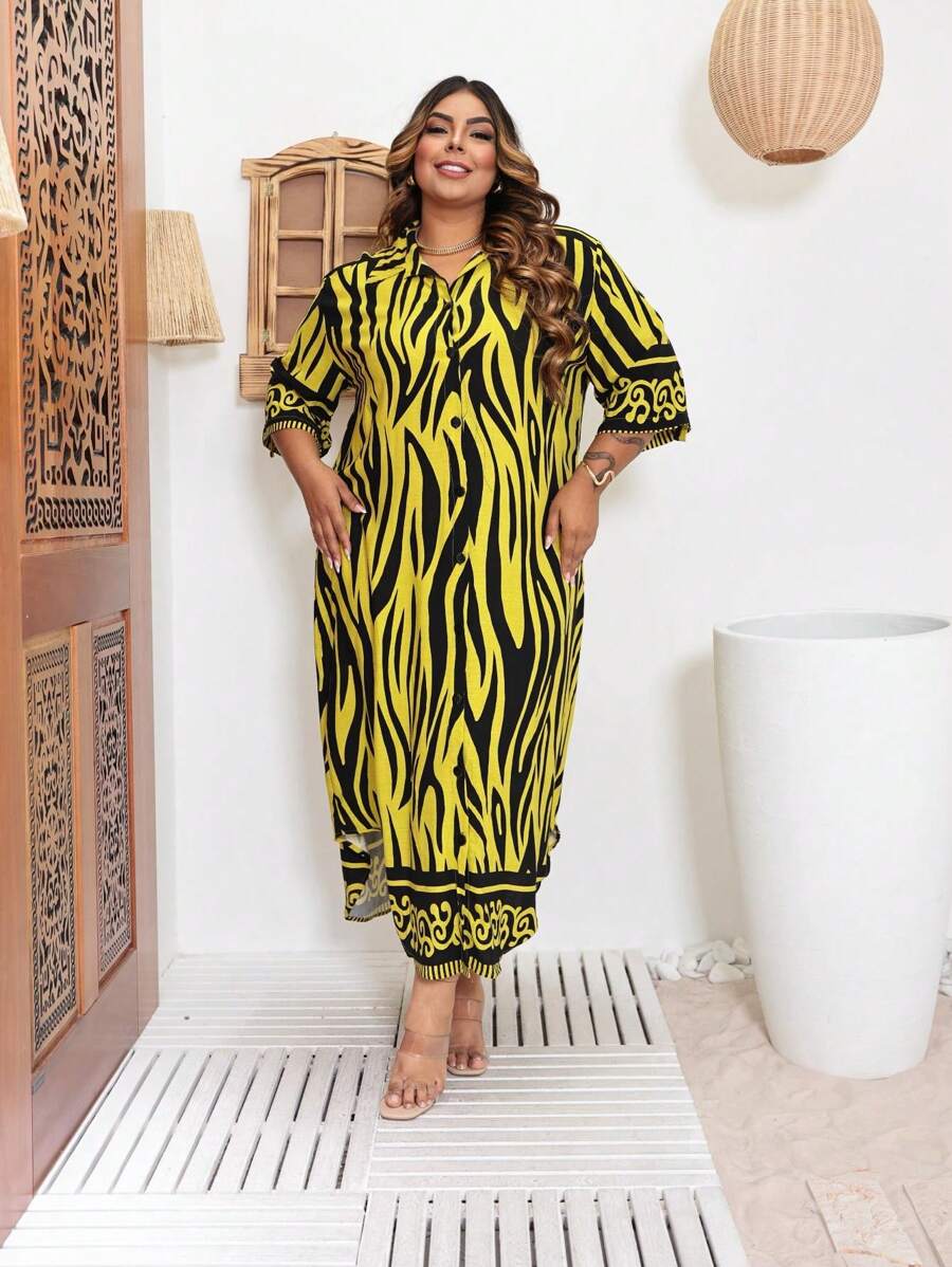 Plus Size Dresses - 青檸色 - 查看 1