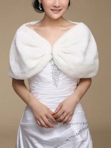 1 件女士串珠毛绒斗篷披肩上衣，适合婚礼、派对、摄影拍摄，保暖毛绒披肩 - 彩色 - 查看 10