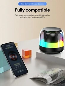 Loa mini DZ-018 màu đen có đèn khí quyển, âm thanh vòm 3D, hiệu ứng ánh sáng RGB đầy màu sắc, âm lượng lớn, âm thanh di động PC/ngoài trời/xe hơi, hỗ trợ thẻ USB/TF và kết nối không dây - màu đen - Xem 2