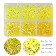 2,700pcs/Box 2mm/3mm/4mm Flat Bottom Resin Rhinestones In 6 Compartments, Handmade DIY Resin Crafts Accessories For Clothes, Shoes, Decorations