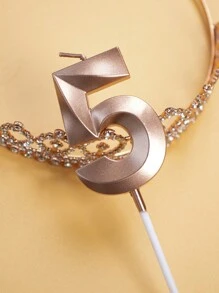 1 pezzo Candela numeri in colore oro champagne 0-9 per torta di compleanno, decorazione festa - Stile A - Visualizzare 7