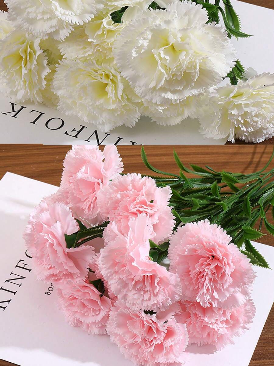 1支仿康乃馨，客廳桌上花卉擺設，老師仿真節慶婚禮室外活動拍攝道具，陪伴禮品人工假花裝飾，家居裝飾，學校用品 - 彩色 - 查看 1