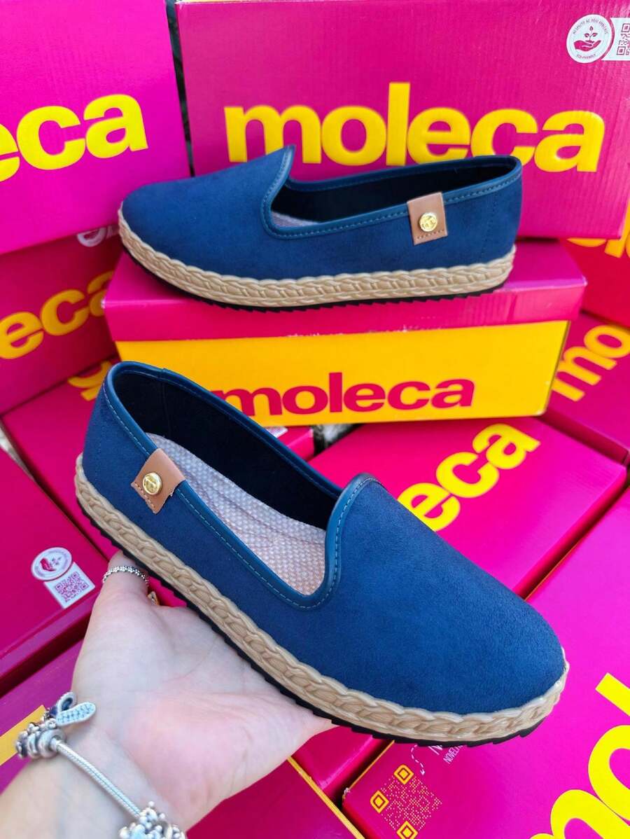 Women's Textured Sole Slip On Sneakers Moleca Suede Navy - 5696.304 - 藍色絨面革運動鞋 - 查看 1