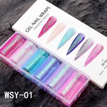 MAOMIA Bộ 6 cuộn trang trí móng tay màu gradient huỳnh quang bằng lưới neon đầy màu sắc Miếng dán chuyển lá móng tay Lưới màng móng tay Đồ dùng nghệ thuật làm móng bằng giấy bạc, Làm móng acrylic - Nhiều màu - Xem 17