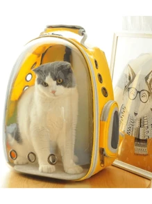 Mochila Transportadora Mascota Perro Gato Expandible Portati - Amarillo - Ver 3