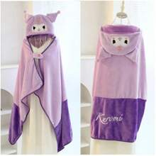 Miniso 三丽鸥酷洛米卡通毛绒连帽空调毯斗篷，厚实保暖，可爱午睡披肩（90*140厘米） - 紫色 - 查看 1
