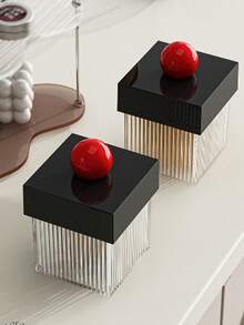 1pc Perfume Sample Storage Box, Vintage Vanity Table Desktop Decor, Jewelry Organizer Clear Acrylic Box - Black - View 5