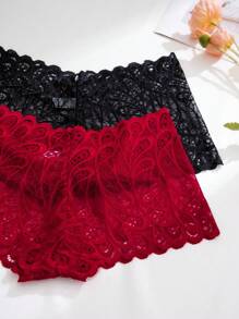 7 piezas de panties sexis semi-transparentes de encaje con empalme en múltiples colores para mujeres con baja altura de levantamiento
