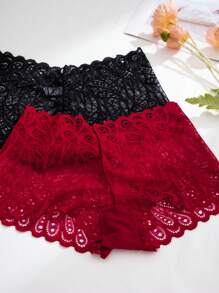 7 piezas de panties sexis semi-transparentes de encaje con empalme en múltiples colores para mujeres con baja altura de levantamiento