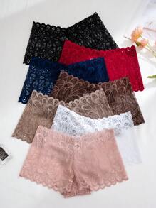7 piezas de panties sexis semi-transparentes de encaje con empalme en múltiples colores para mujeres con baja altura de levantamiento