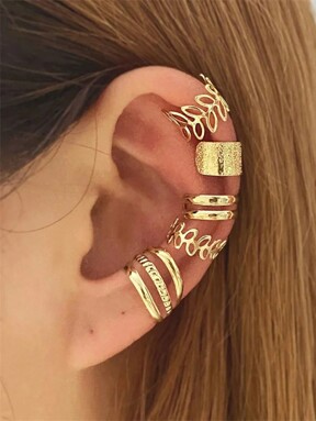 Conjunto de 5 piezas de accesorios de moda vintage de pendientes ajustables con clips para orejas no perforadas, adecuados para chicas