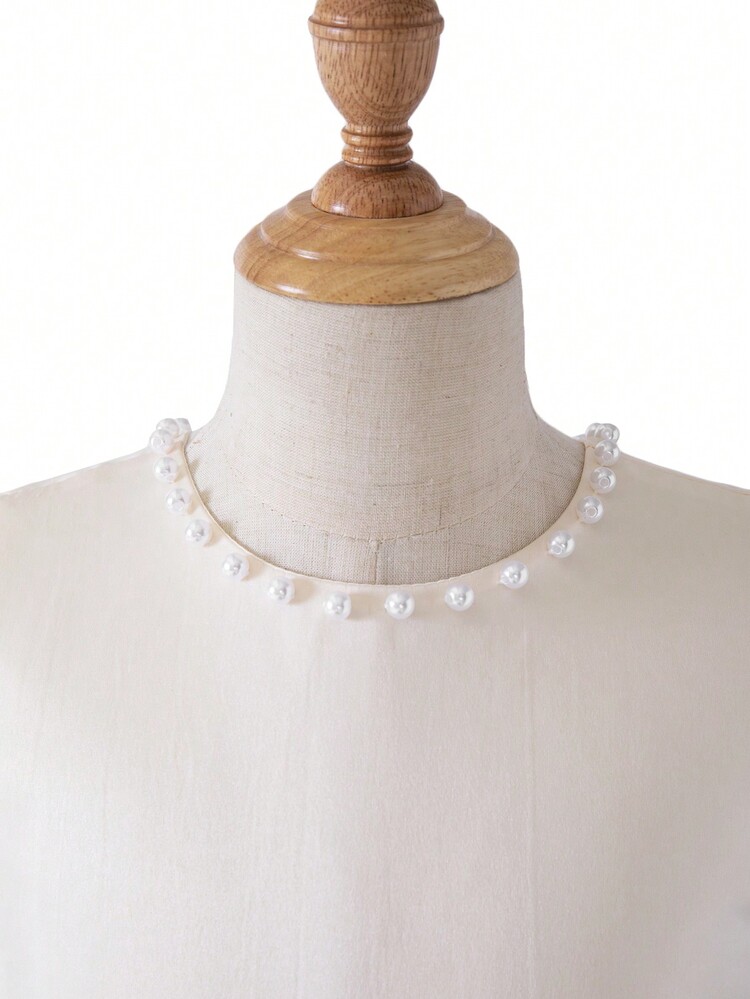 In Stock New Summer Apricot Color Backless Dress With Bowknot & Pearl Border For Children's Fashion Show - Apricot - View 4