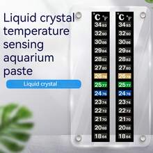 Tira adhesiva del termómetro para tanque de peces, etiqueta adhesiva del termómetro digital para acuario, termómetro de sensor de cristal líquido - Blanco y Negro - Ver 1