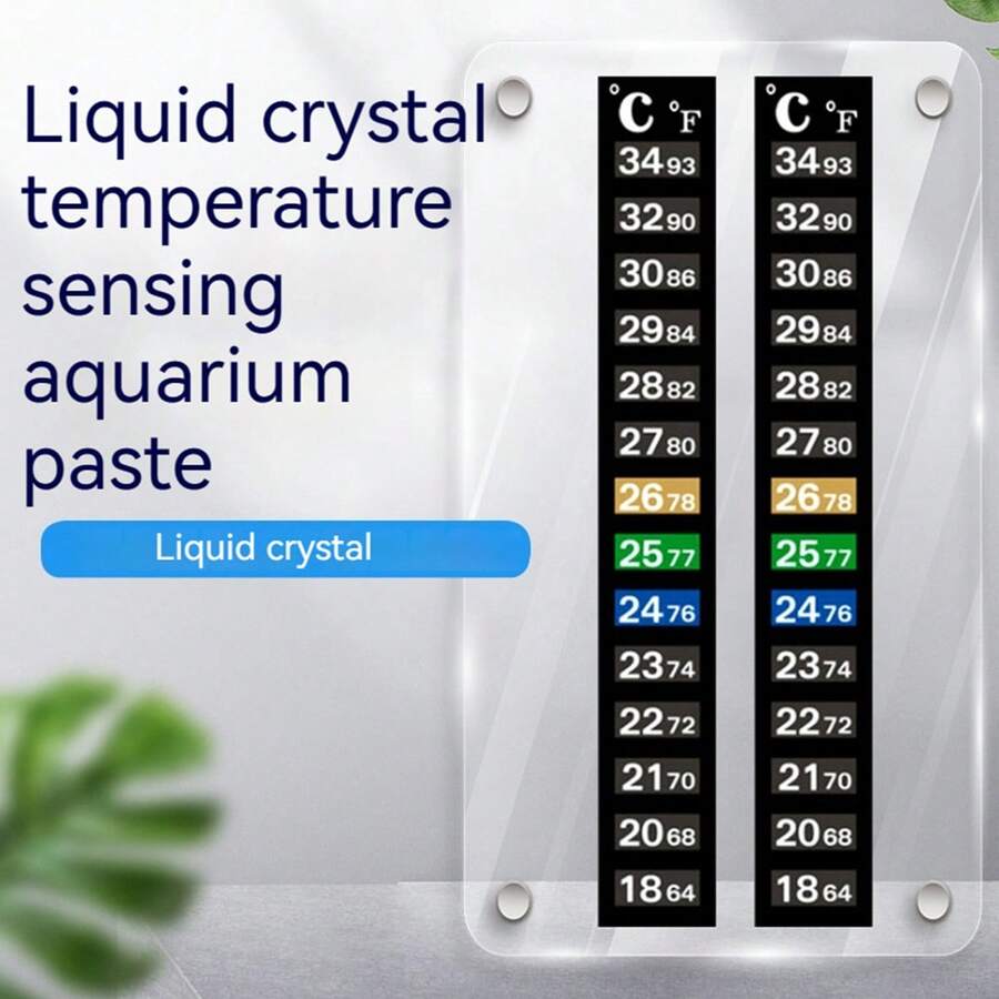 Tira adhesiva del termómetro para tanque de peces, etiqueta adhesiva del termómetro digital para acuario, termómetro de sensor de cristal líquido - Blanco y Negro - Ver 1
