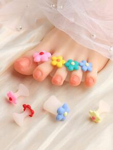 8入組矽膠趾甲分離器，花卉迷人設計，矯正腳指甲，美甲修腳工具 - 彩色 - 查看 4