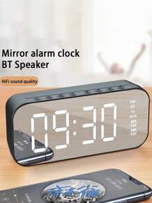 Bocina Bluetooth Altavoz inalámbrico portátil  Reloj digital Despertadorcon Radio FM Sonido Estéreo HD - negro - Ver 2