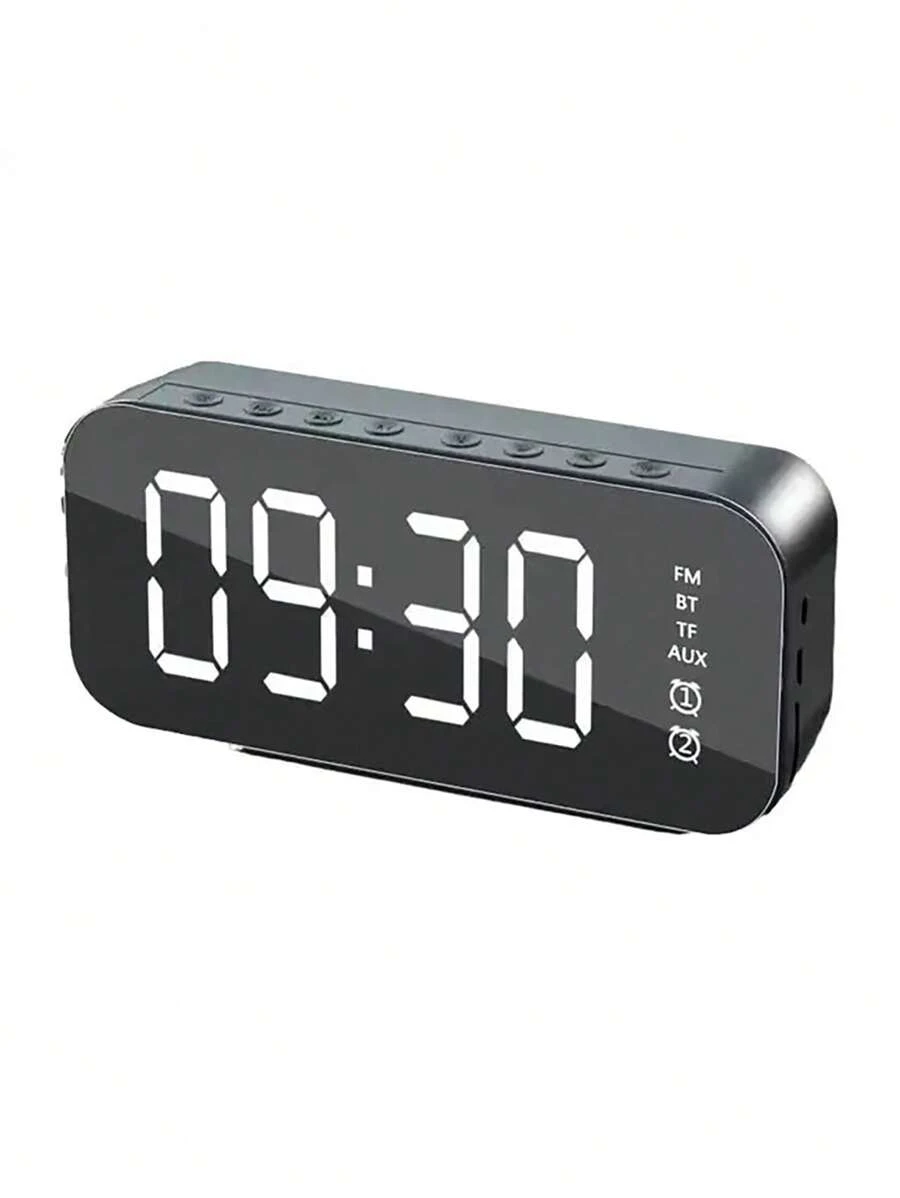 Bocina Bluetooth Altavoz inalámbrico portátil  Reloj digital Despertadorcon Radio FM Sonido Estéreo HD - negro - Ver 1