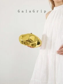 Túi xách dạ hội thời trang và sang trọng dành cho nữ có dây đeo xích, hình dáng độc đáo, phù hợp để đeo vai hoặc đeo chéo, quà tặng ngày lễ tình nhân hoàn hảo cho một buổi hẹn hò, hoàn hảo cho tiệc cưới, tiệc tối, vũ hội, kết hợp với váy dạ hội dự tiệc ngày lễ & váy sequin, kết hợp hoàn hảo với trang phục năm mới - Vàng - Xem 5