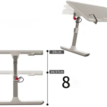 1入組可攜式折疊床邊桌，高度可調，可輕鬆當作學習桌、筆記本電腦桌使用 - 彩色 - 查看 5