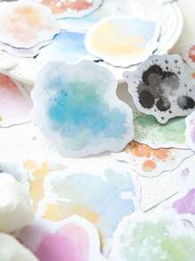 10 Cái/gói Giấy Washi Bộ Miếng Dán Kích Thước Lớn Màu Nước Tự Dán Miếng Dán Thêu Sò Và Tạp Chí Trang Trí - màu sắc chảy - Xem 3