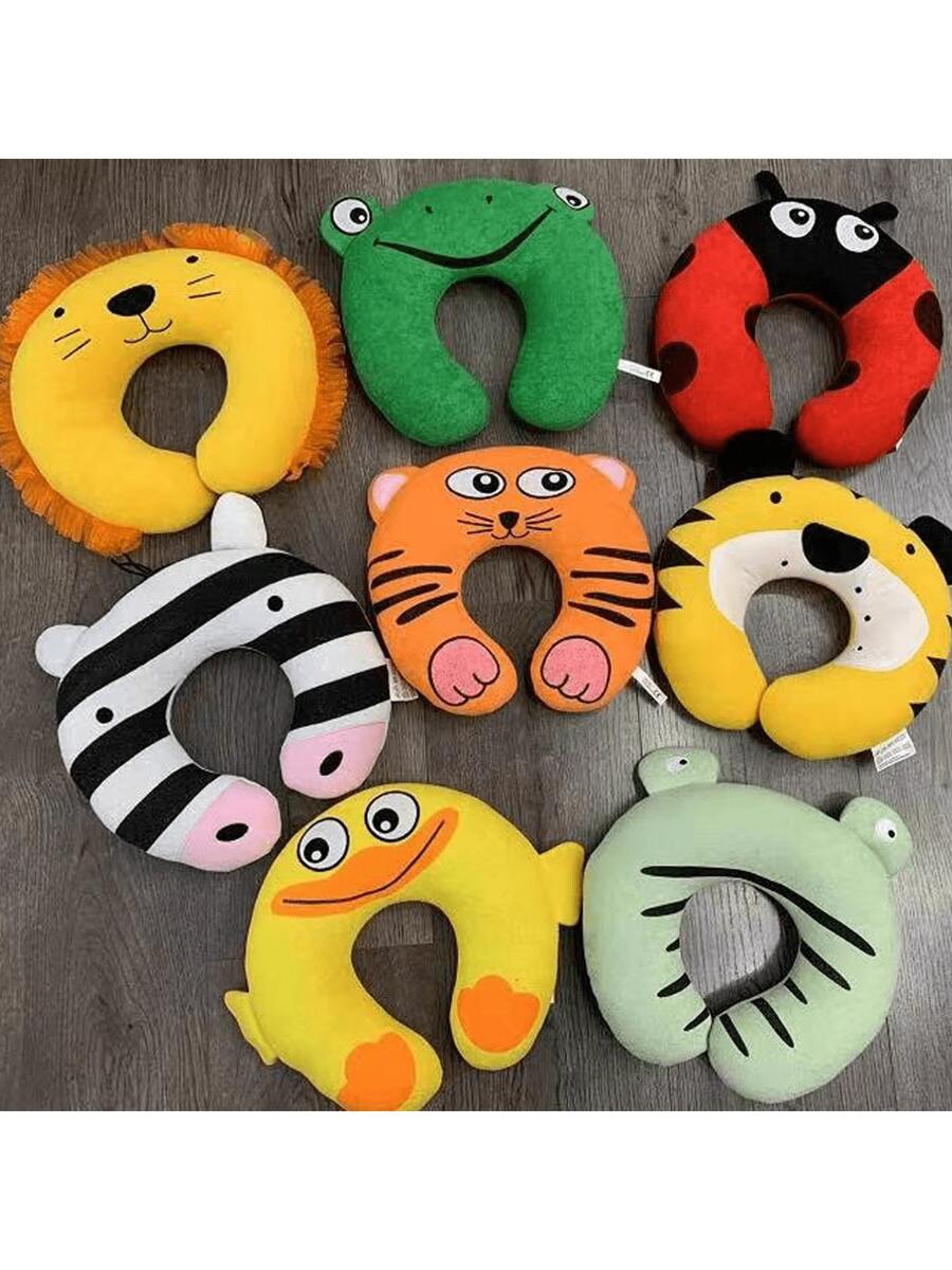 1 pieza de color aleatorio Almohada De Viaje - Almohada Suave Con Soporte De Cuello, Cabeza Y Mentón, Animal Lindo, Cómodo En Cualquier Posición Sentada Para Avión, Coche, Tren, Lavable A Máquina, Regalo Almohada en forma de U de espuma viscoelástica para cuello, Cervical, columna vertebral, portátil, lavable, para viaje en coche - Multicolor - Ver 1