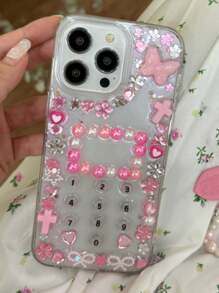 1pc Junk Y2K Cute Punk Phone Case Compatible With Iphone 16 15 14 13 12 11 Pro Max Plus Soft Silicone Back Cover - Pink - View 2