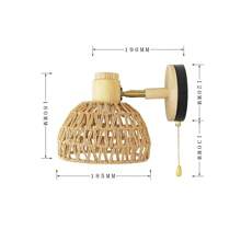 1pc Vintage Paper Woven Wall Lamp, Southeast Asian Style Rustic Farmhouse Decor, Creative Wood & Rattan Wall Sconce With Pull Chain Switch (Lamp Body Only, Bulb Not Included) - Japanese Wall Lamp - View 12