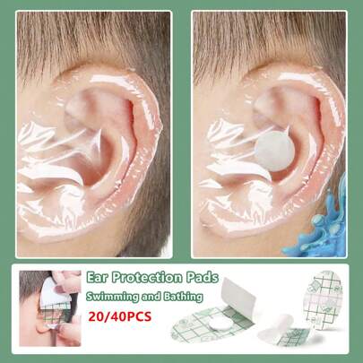 20/40pcs Waterproof Ear Cover Stickers For Shampooing & Swimming, Hair Dyeing Protection Cap Tools