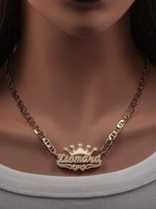 Customized Double-Layer Car Accessory Flower Crown English Alphabet Letter Personalized Car Name Necklace, Festival Gift, Suitable For Any Occasion Stylish,Fall Fashion,Contracted,Simple,Casual,Cuties Custom,Personalized,Unique Ideal Gifts For Her Girlfriend,Mom,Family,Friends,Daughter For Anniversaries,For Valentine's Day,For Mother's Day,For Birthdays,For Graduation,For Daily Wear,For Weddings,For Prom