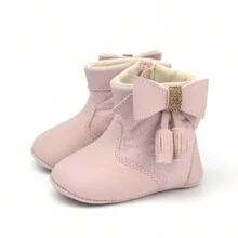 Botinha Laço Quentinha Bebe Menina Inverno PROMOÇÃO CORES - Rosa Bebê - Visão 1