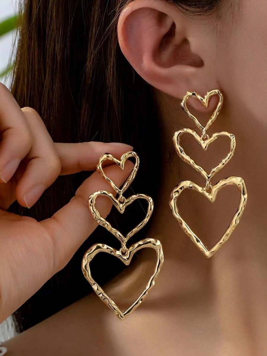1 cặp bông tai dây hợp kim hình trái tim cổ điển Châu Âu và Mỹ, phụ kiện tai sang trọng nhẹ nhàng cao cấp cho ngày lễ tình nhân, mẹ, mẹ, ngày của mẹ, quà tặng
