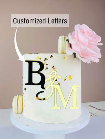 Gepersonaliseerde bruiloft initialen taartbedel acryl taarttopper aangepaste verlovingsbrieven jubileum bruid en bruidegom taarttopper decoratie 1 stuk waterdicht, decoratief prachtig, stijlvol, modieus, vintage, kleurrijk op maat gemaakt, gepersonaliseerd, uniek ideale cadeaus voor hem haar, vriend, vriendin, vader, moeder, familie, vrienden, huisdieren voor jubilea Valentijnsdag Moederdag, voor verjaardagen, voor kinderdag Vaderdag afstuderen bruiloften woonkamer, slaapkamer, theesalon, huis, Kerstmis, gala-avond