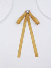 手工製作黑色聚酯太陽花＆珍珠嵌入的蝴蝶結絲帶裝飾時尚百搭女式領花，適用於校服、商務派對、儀式和大學風格的日常穿著 - 黑色 - 查看 13