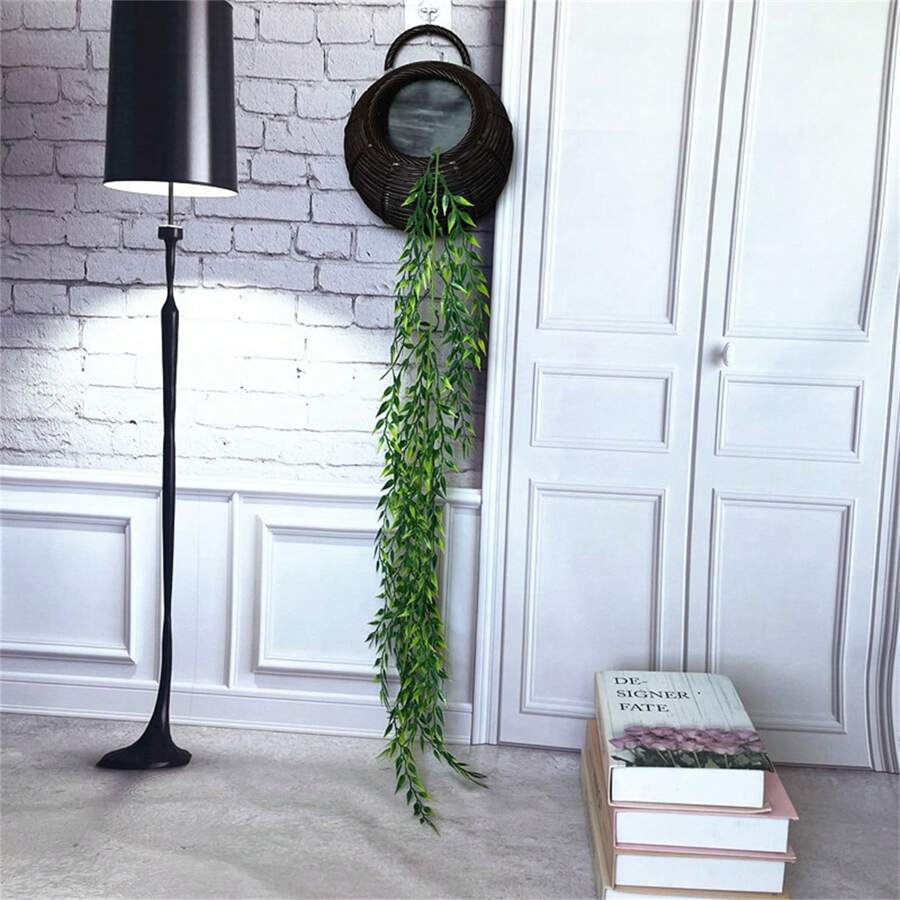 1pc Artificial Bamboo Leaves Wall Hanging Decoration, Vertical Climbing