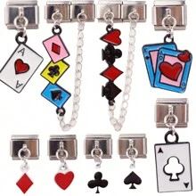 1pc Italy Style Stainless Steel Poker Charm Bracelet Component Cute And Detachable Suitable For DIY Making - Multicolor - View 12