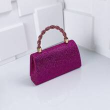 High Quality Diamond Set Dinner Bag Dress Bag Delicate Evening Bag Wedding Bag Sparkly Shoulder Bag Crossbody Chain Bag - Màu Hồng Tươi - Xem 5